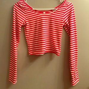 Red & White Striped Crop Top